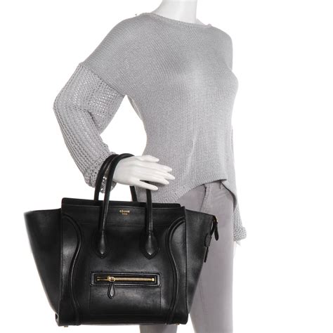 celine mini luggage smooth calfskin black|WOMEN'S LUXURY LEATHER MINI BAGS .